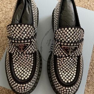 Prada crystal loafers 37